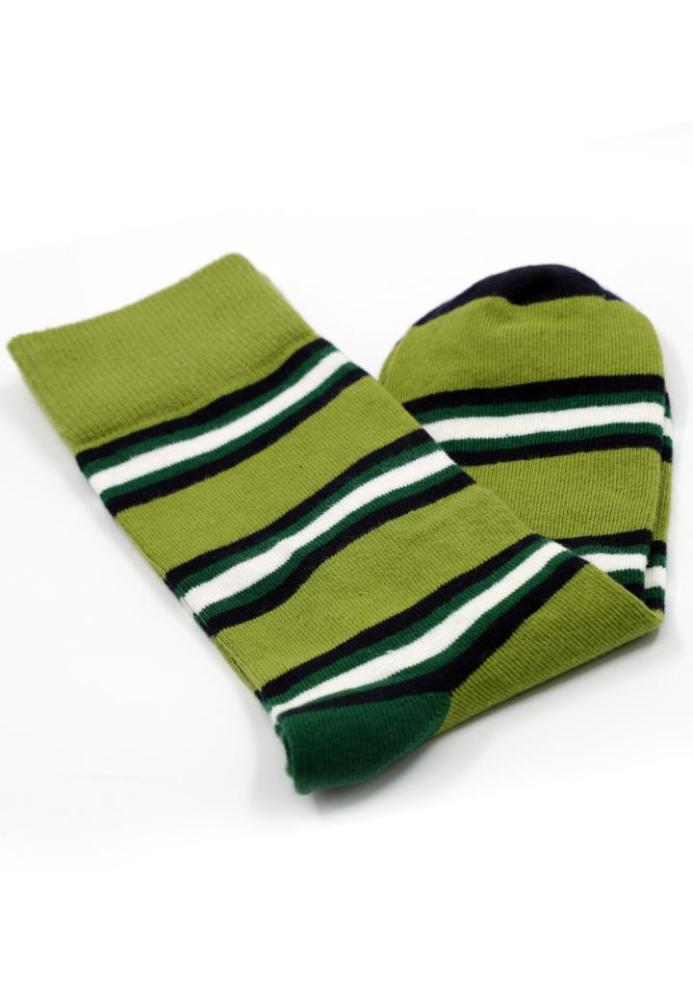 Șosete Bărbătești Organice Fără Cusătură , verzi cu dungi ,Engros